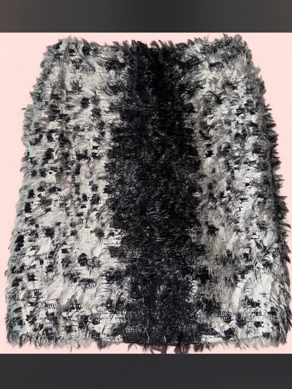 Reed Krakoff Black and Gray Faux Fur Mini Skirt